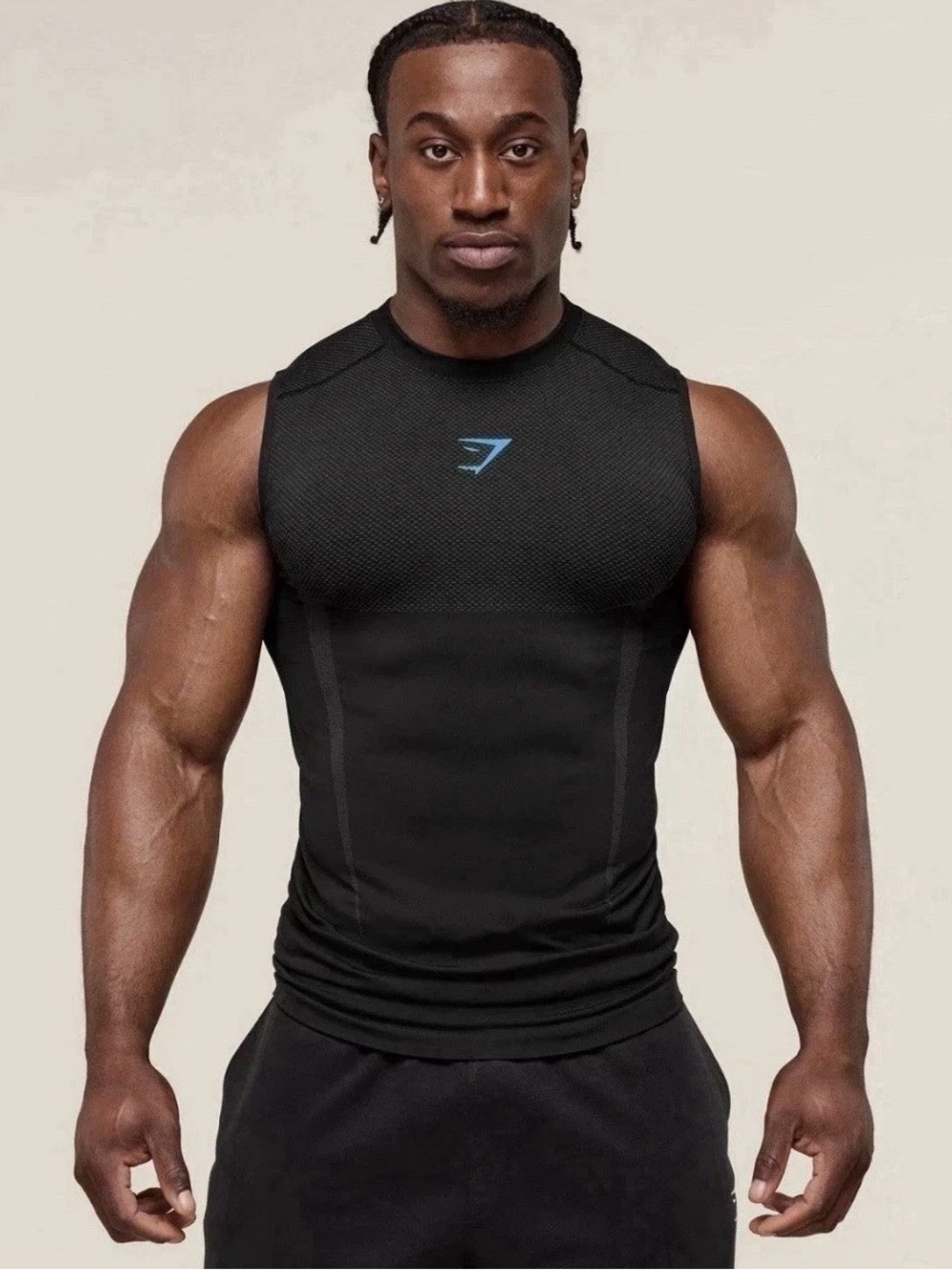 Gymshark Onyx v5 5.0 Seamless Tank Blue/Grey Size Small